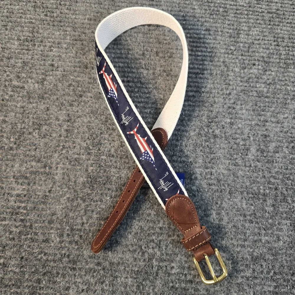Guy Harvey Boy's USA Marlin Leather Tab Belt Size 22